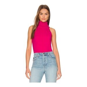 NEW Central Park West Fuchsia Turtleneck Top Ambrose Sleeveless Sweater Pink S